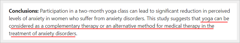 result of Effects of yoga on depression and anxiety of women